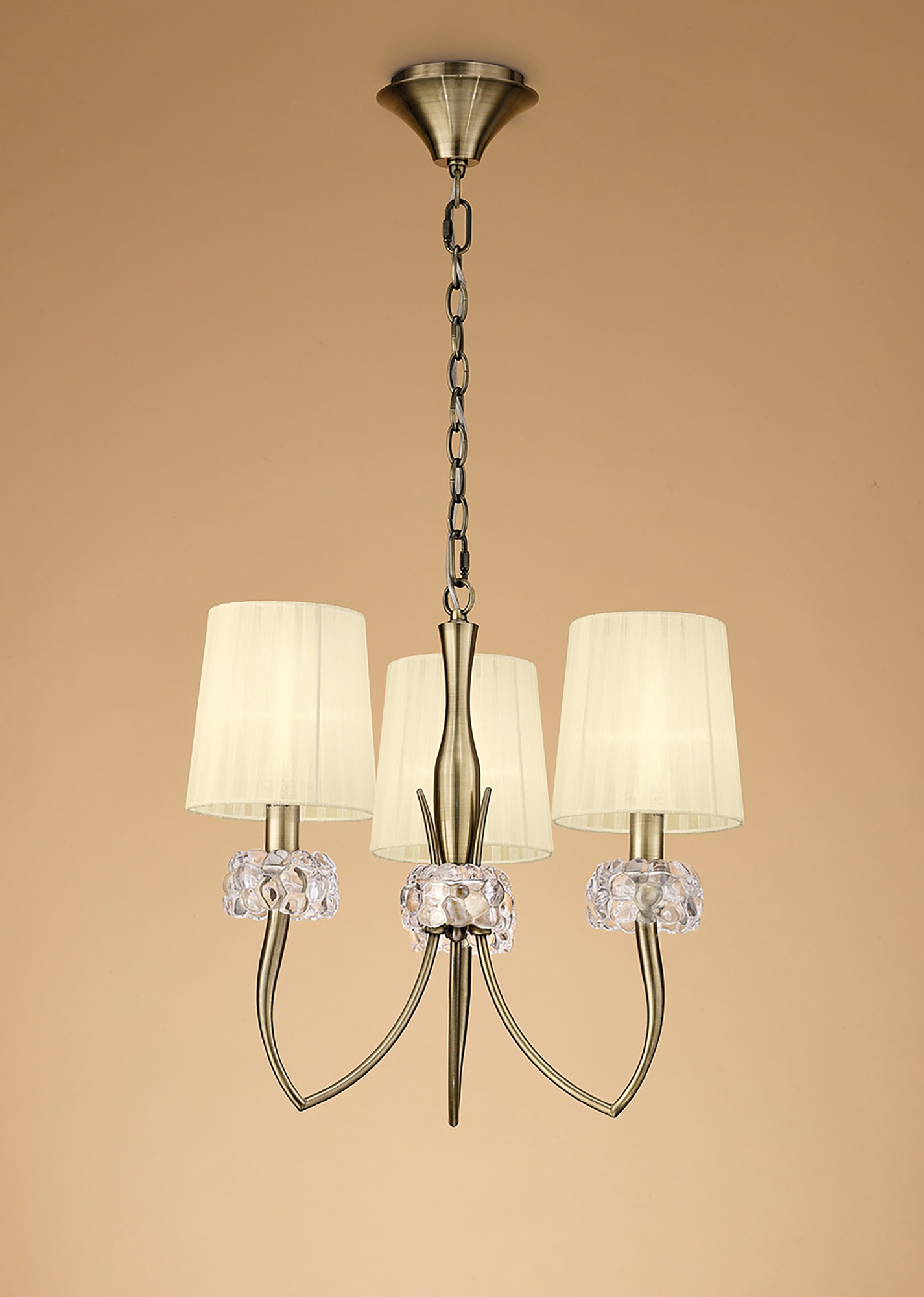 Loewe Antique Brass-Cream Ceiling Lights Mantra Multi Arm Fittings